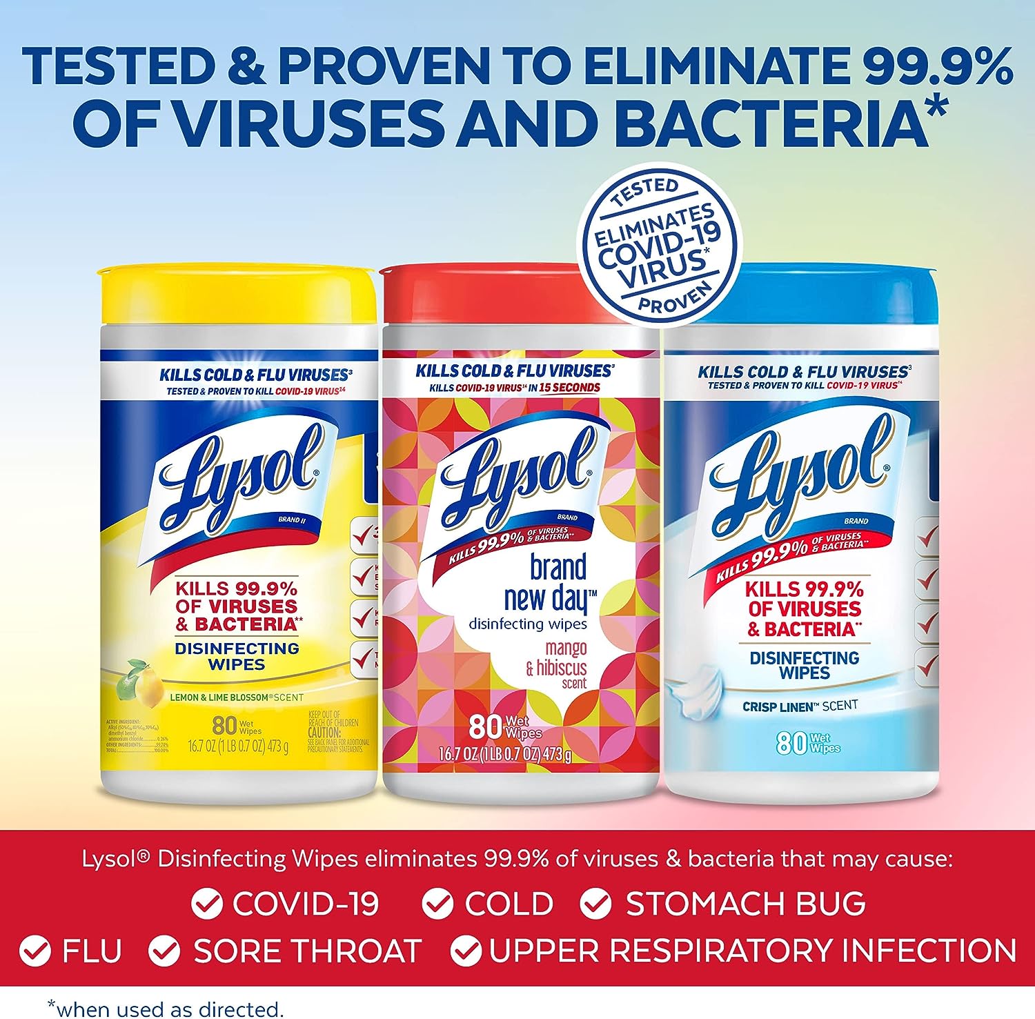 Lysol Disinfectant Wipes Bundle, Multi-Surface Antibacterial Cleaning Wipes, For Disinfecting & Cleaning, contains x2 Lemon & Lim Blossom (80ct) x1 Crisp Linen (80 Ct) & x1 Mango & Hibiscus (80 Ct)