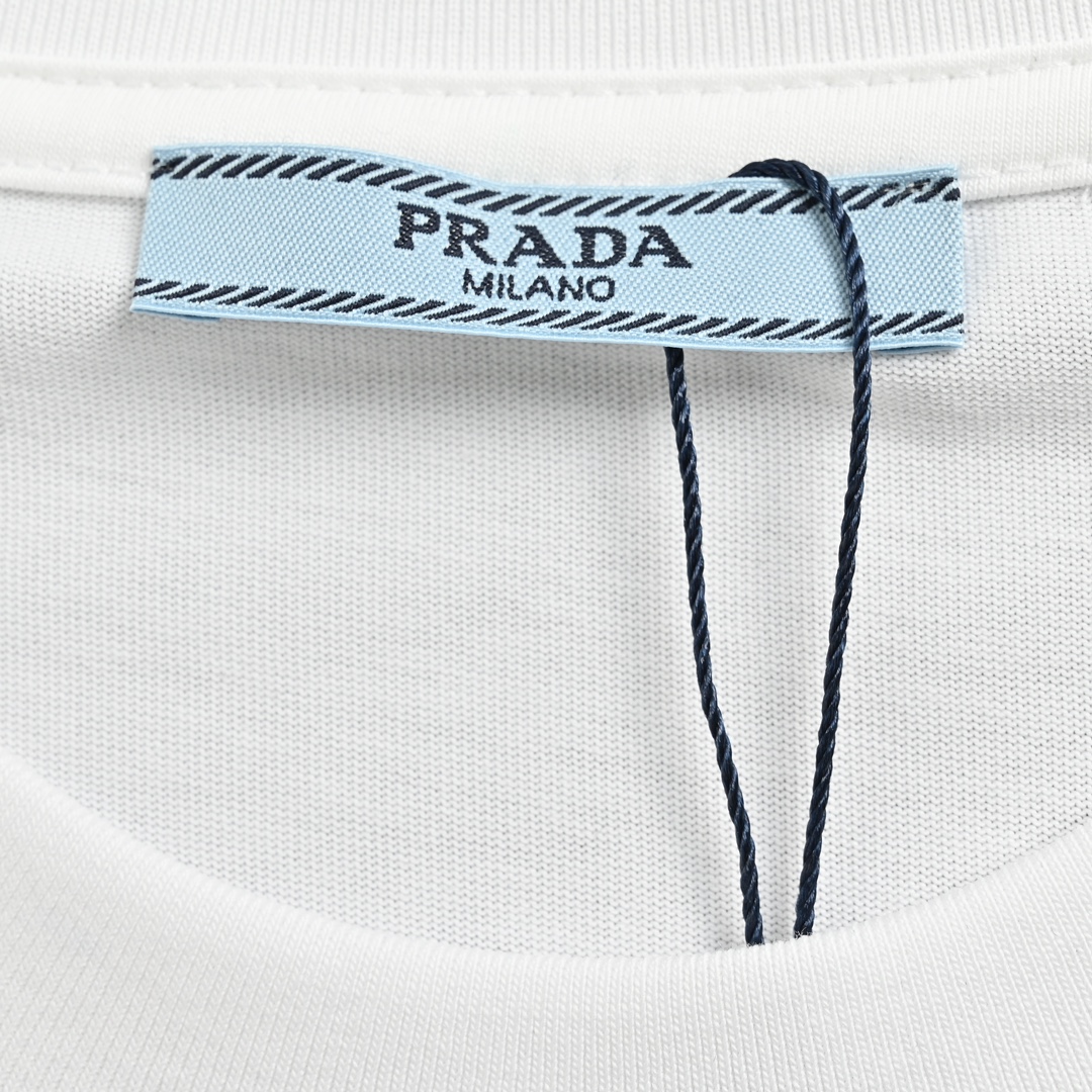 Prada 24ss toothbrush embroidered letter logo short sleeve