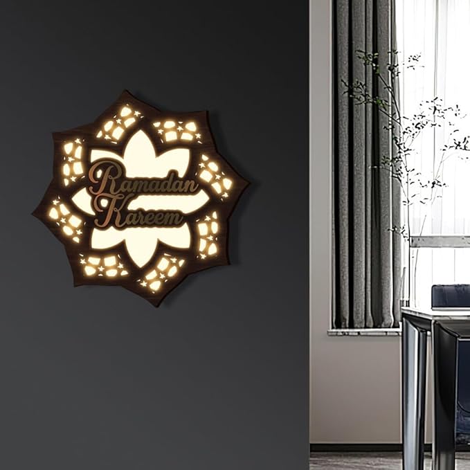 💐💐Dimensional Wooden Ramadan Glow Night Light Decoration Set