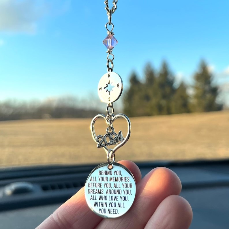 Behind You All Your Memories Mirror Hanging Car Charm