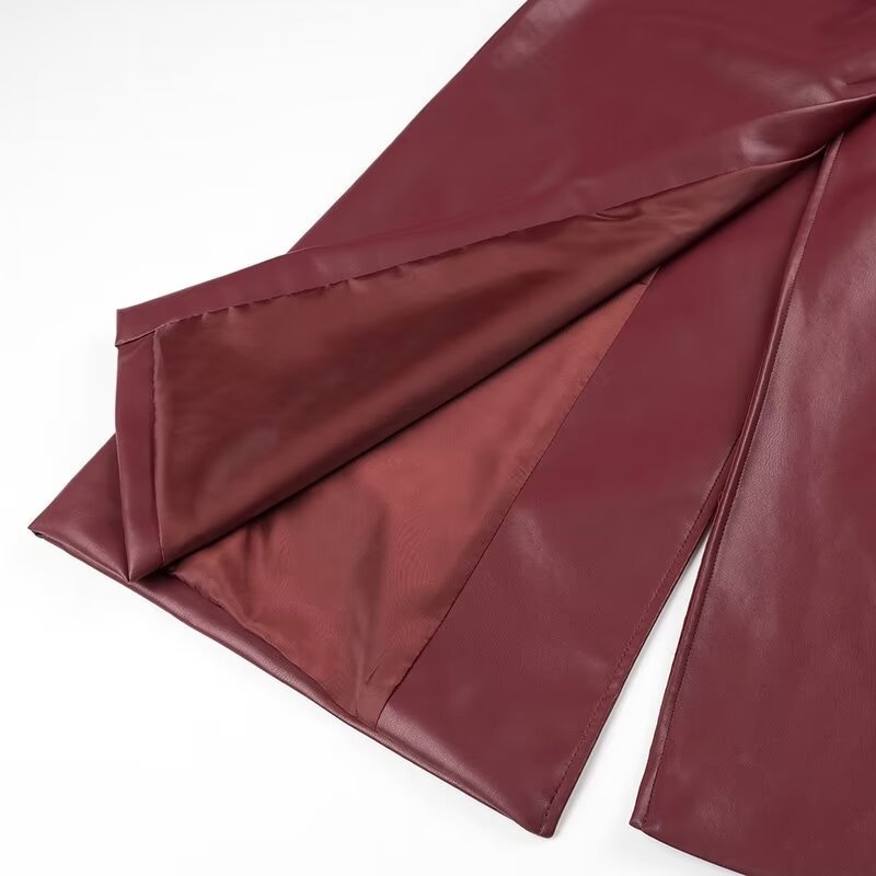 Women's Fashionable Loose Fit Long Leather Trench Coat