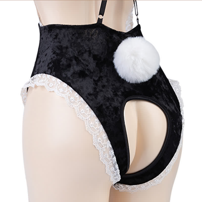 Cosplay Bunny Deep V-neck Lace Up Jumpsuit Lingerie