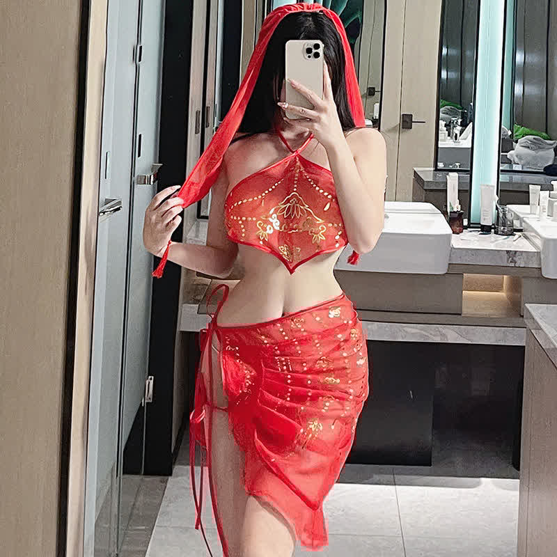 Cosplay Bride Vintage Lace Up Hanfu Lingerie Set