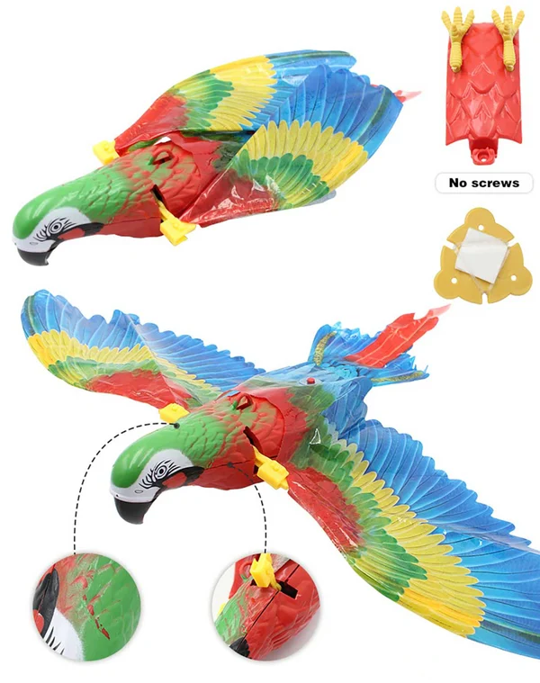 Waggfluence Bird Simulation Interactive Hanging Parrot/Eagle Flying Toy for Cats