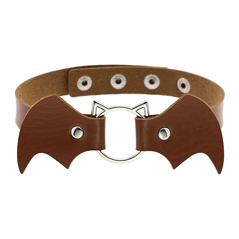 Bat Wings Vampire Kitty Leather Collar