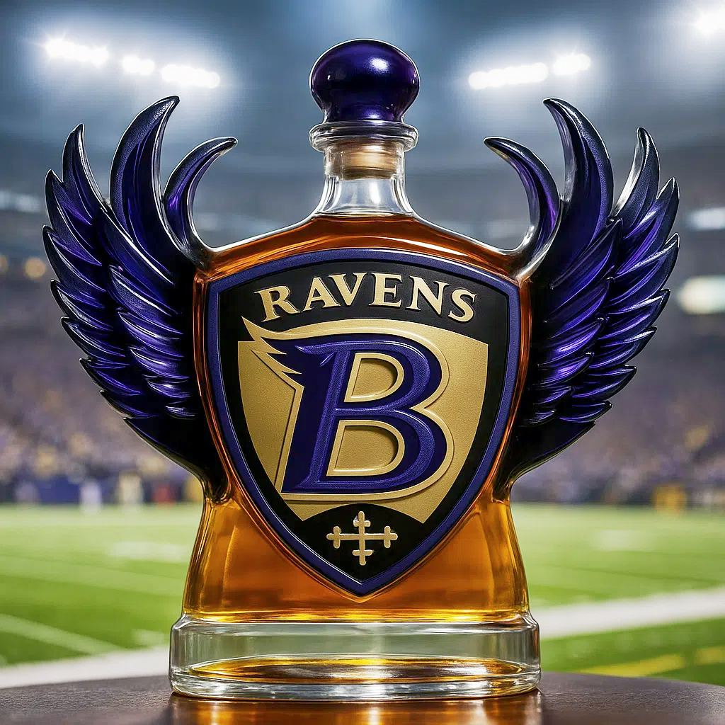 Wings of the Flock, Heart of the Game——Baltimore Ravens Whiskey Bottle