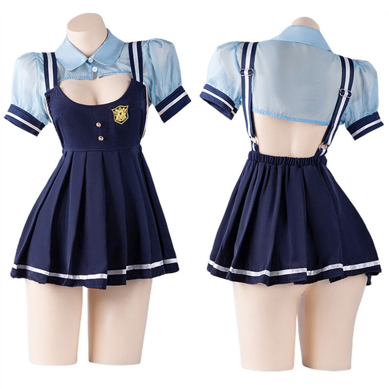 Cosplay Bunny Officer Uniform Hollow Lingerie Set