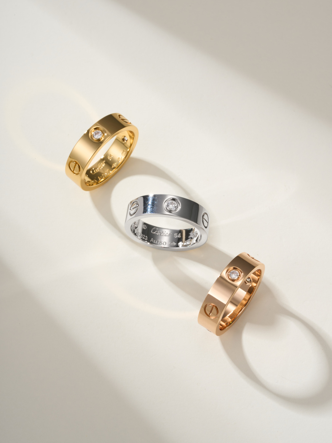 Cartier love wide three diamond ring