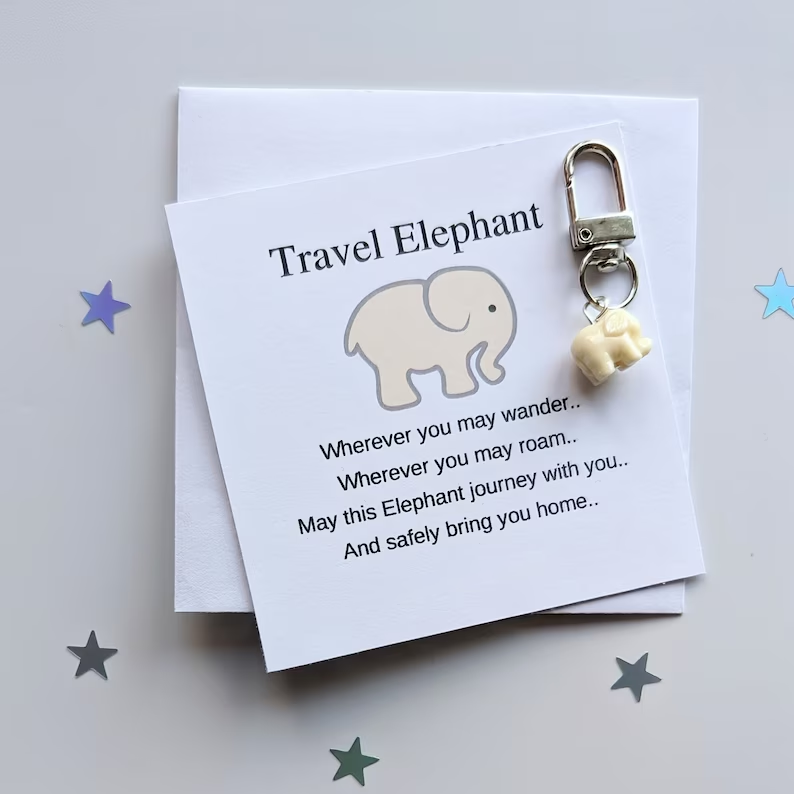 Cream Travel elephant keychain