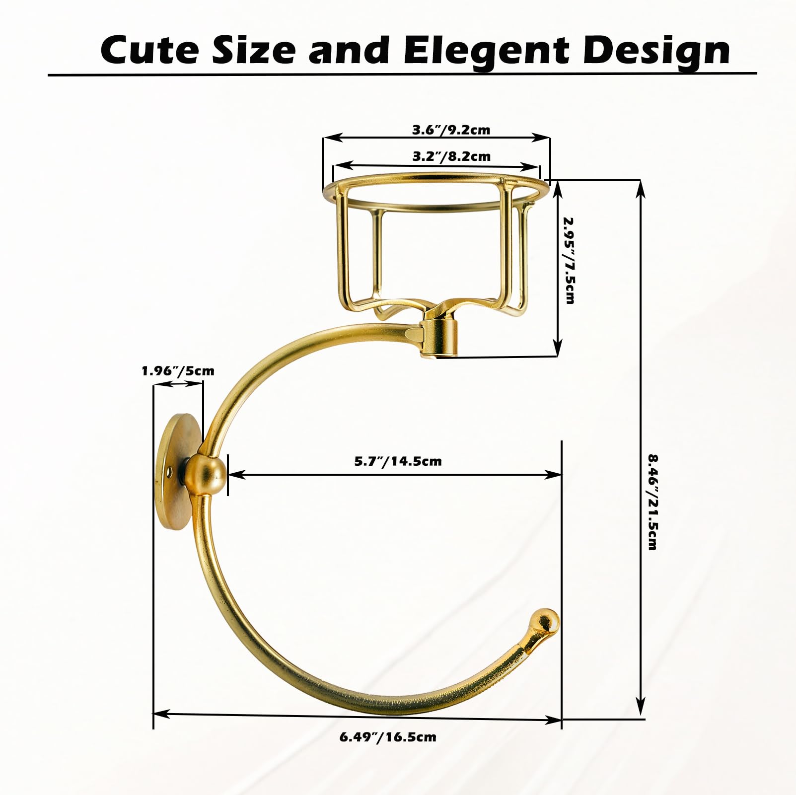 Hand Towel Holder, Matt Black Hand Towel Ring for Bathroom Wall Mounted with Candle Holder