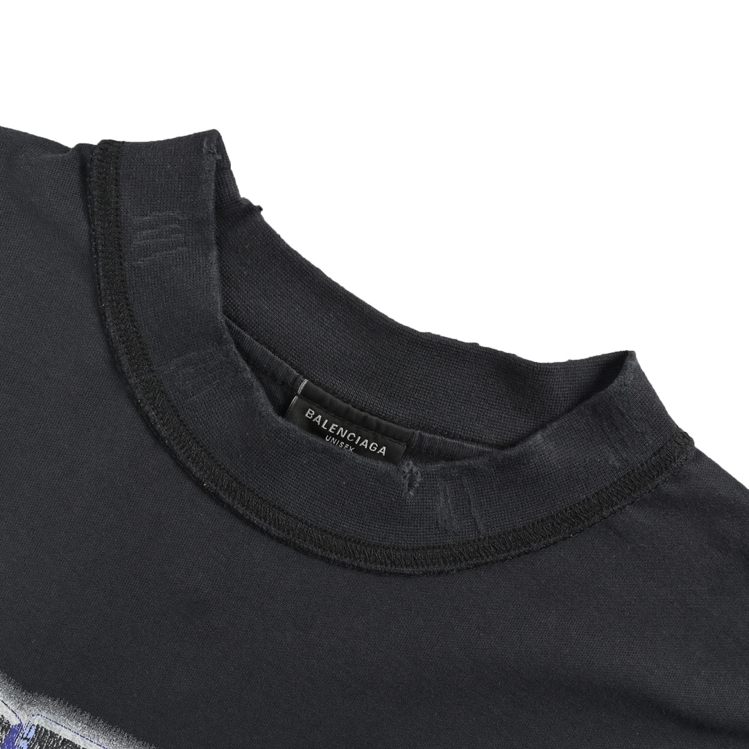 Balenciaga SNBN retro washed round neck short sleeves