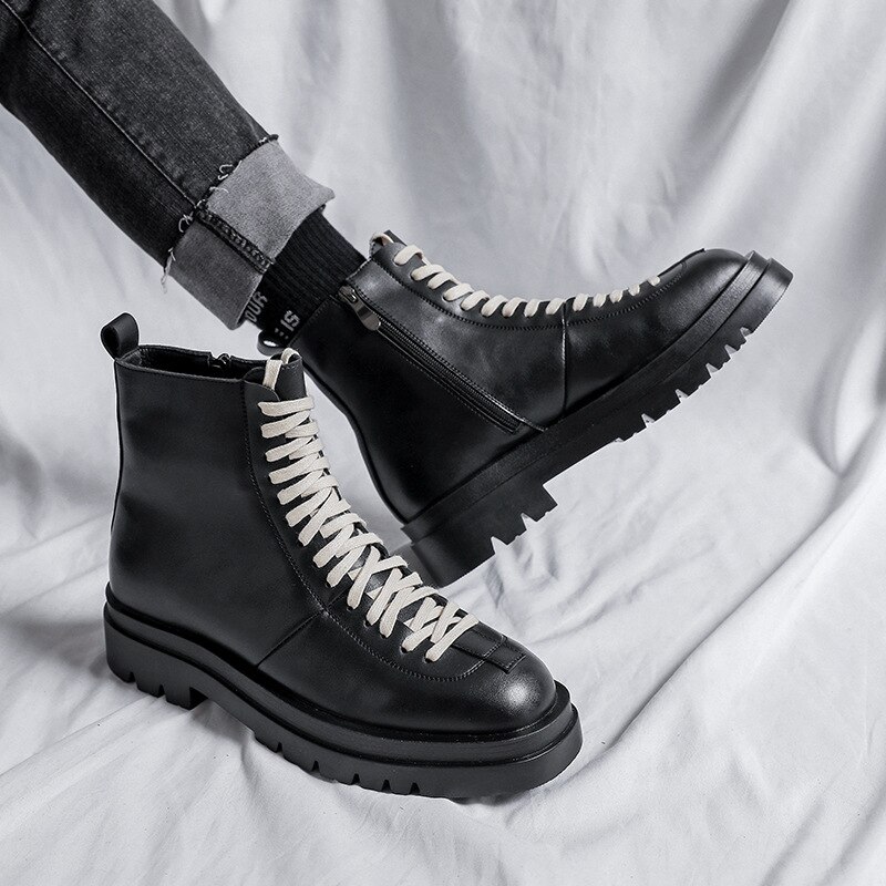 Safety Boots Leather Men's Locomotive Shoes