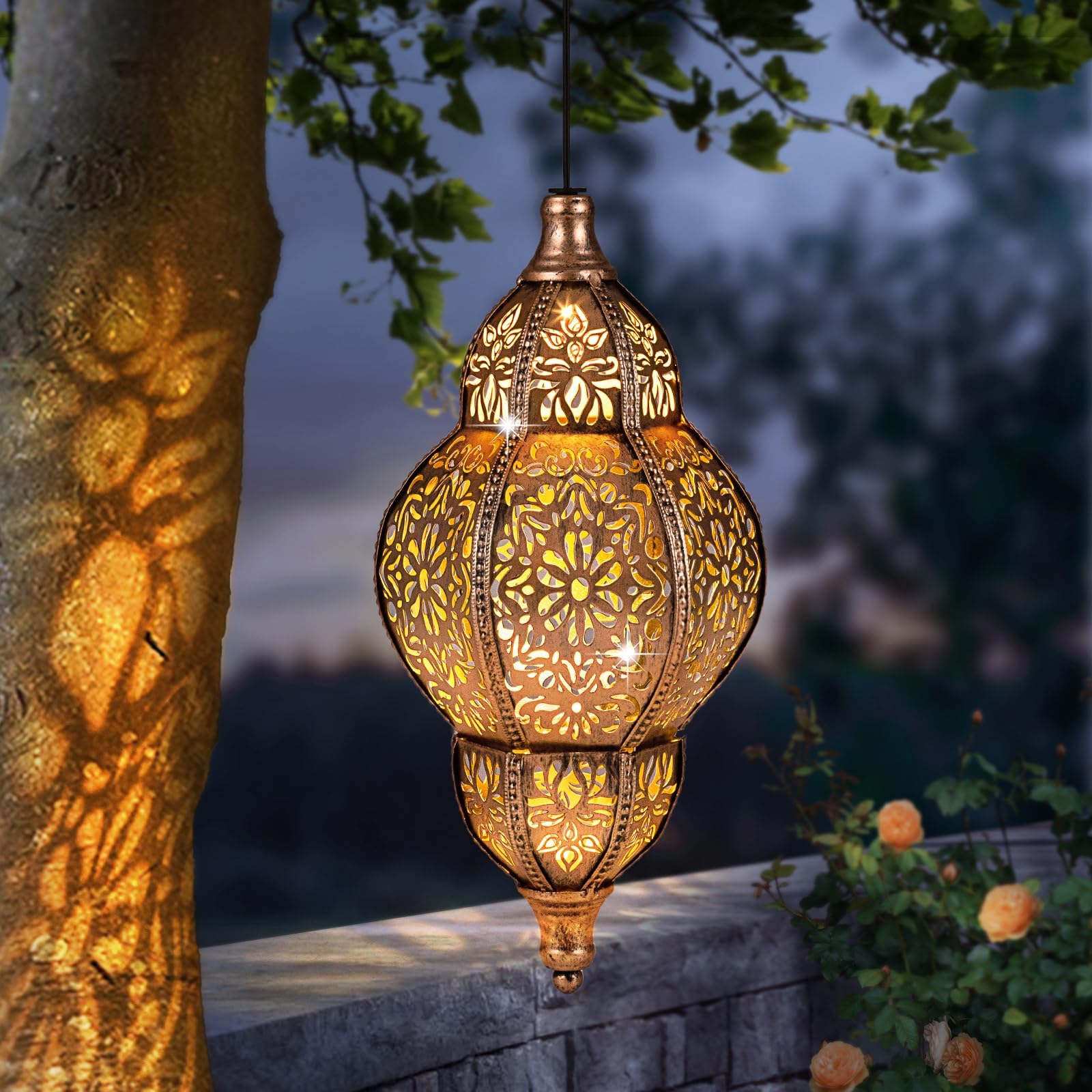 🔥ON SALE🔥Moroccan Hanging Solar Waterproof Matel LED Lantern