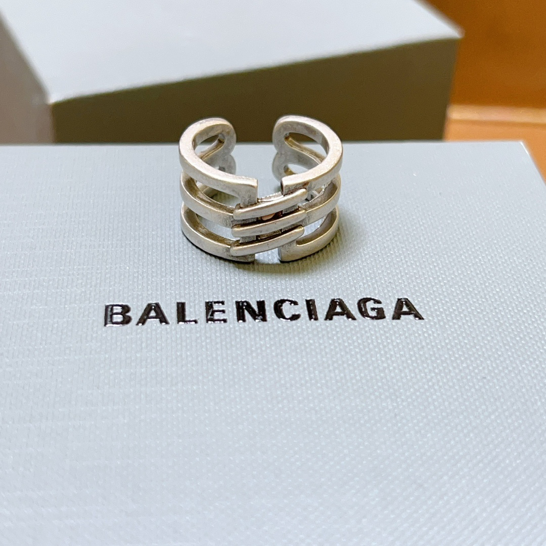 Balenciaga Hollow Silver Ring