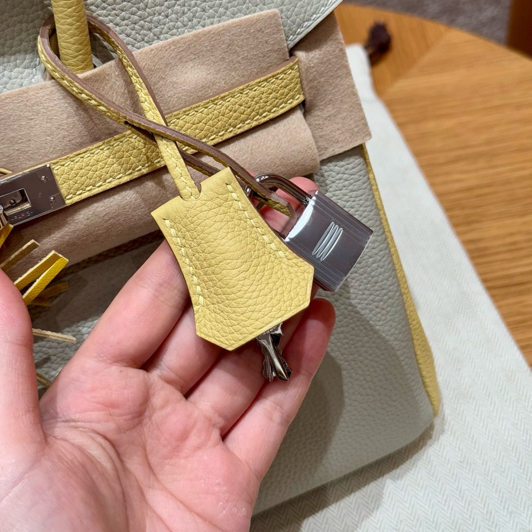 Hermes Birkin 80Gris Perle1ZJaune Poussin Handbag (Handmade to Order)