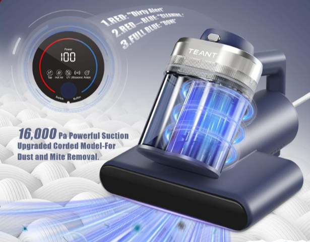 Mattress Vacuum Cleaner | 16000Pa UV Mite Remover with Hot Air & LED Display