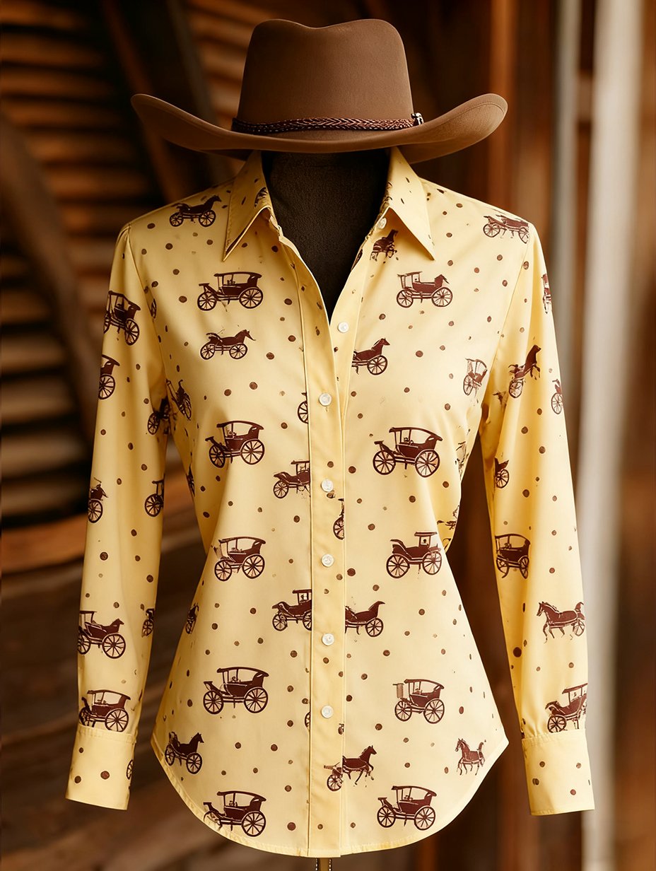 Women's Vintage Casual Western Long Sleeve Shirt