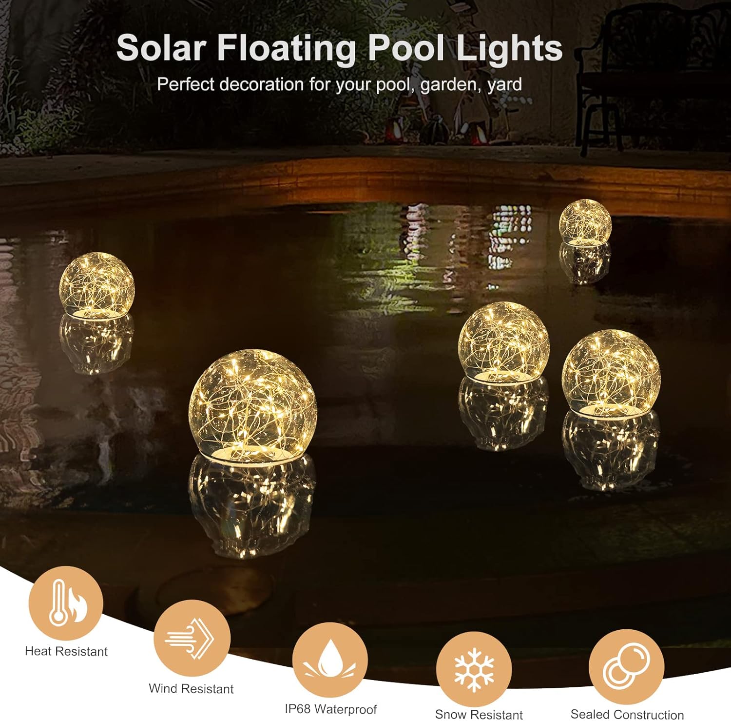 🔥On Sale🔥Updated Floating Pool Lights Solar Powered