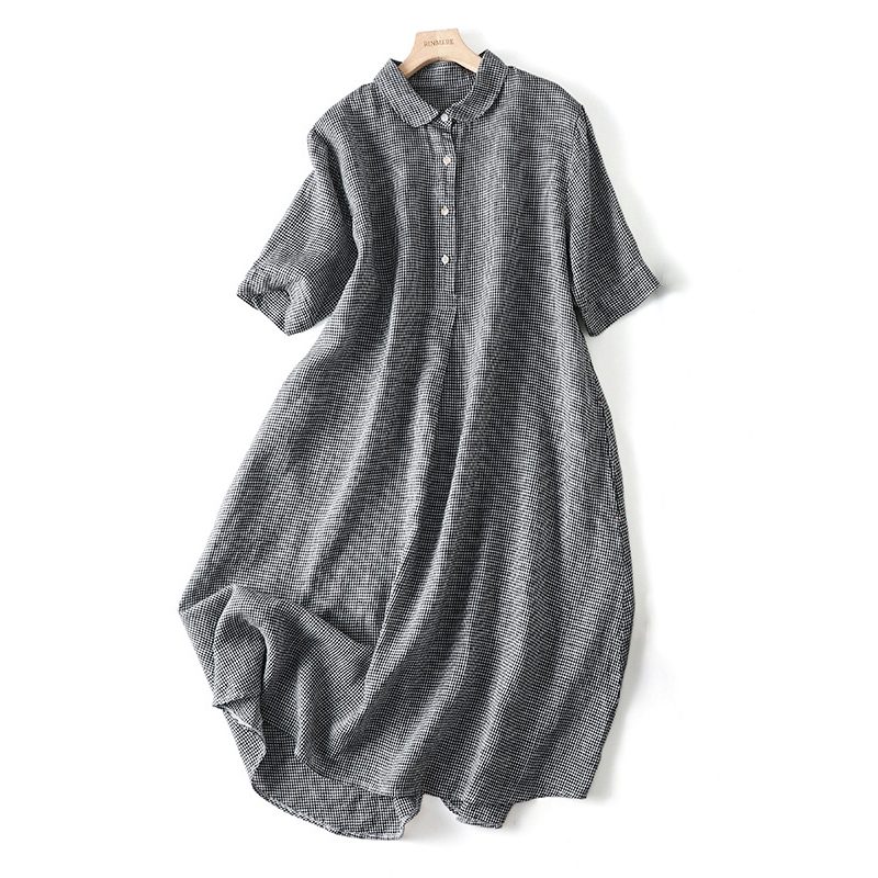 Casual Plaid Printed Button Down Maxi Dress