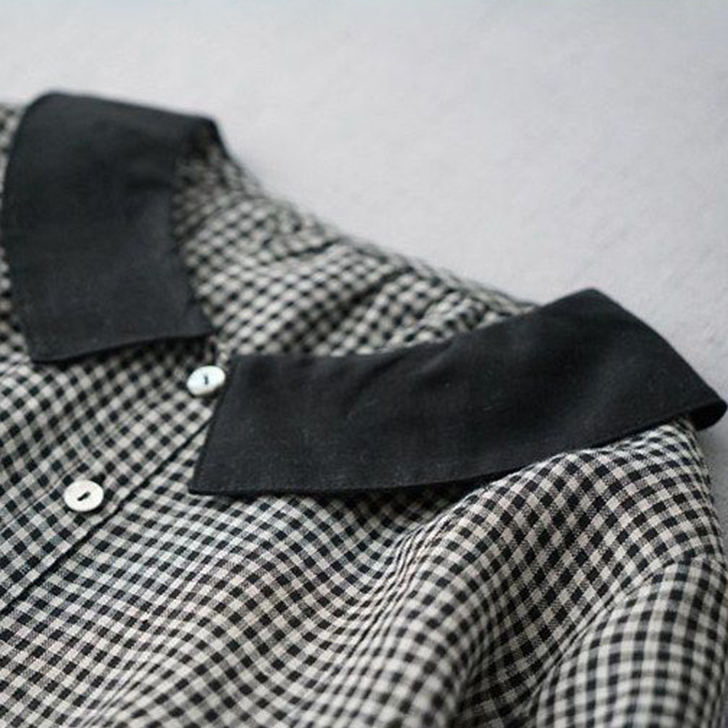 Retro Doll Collar Plaid Printed Comfy Midi Dress