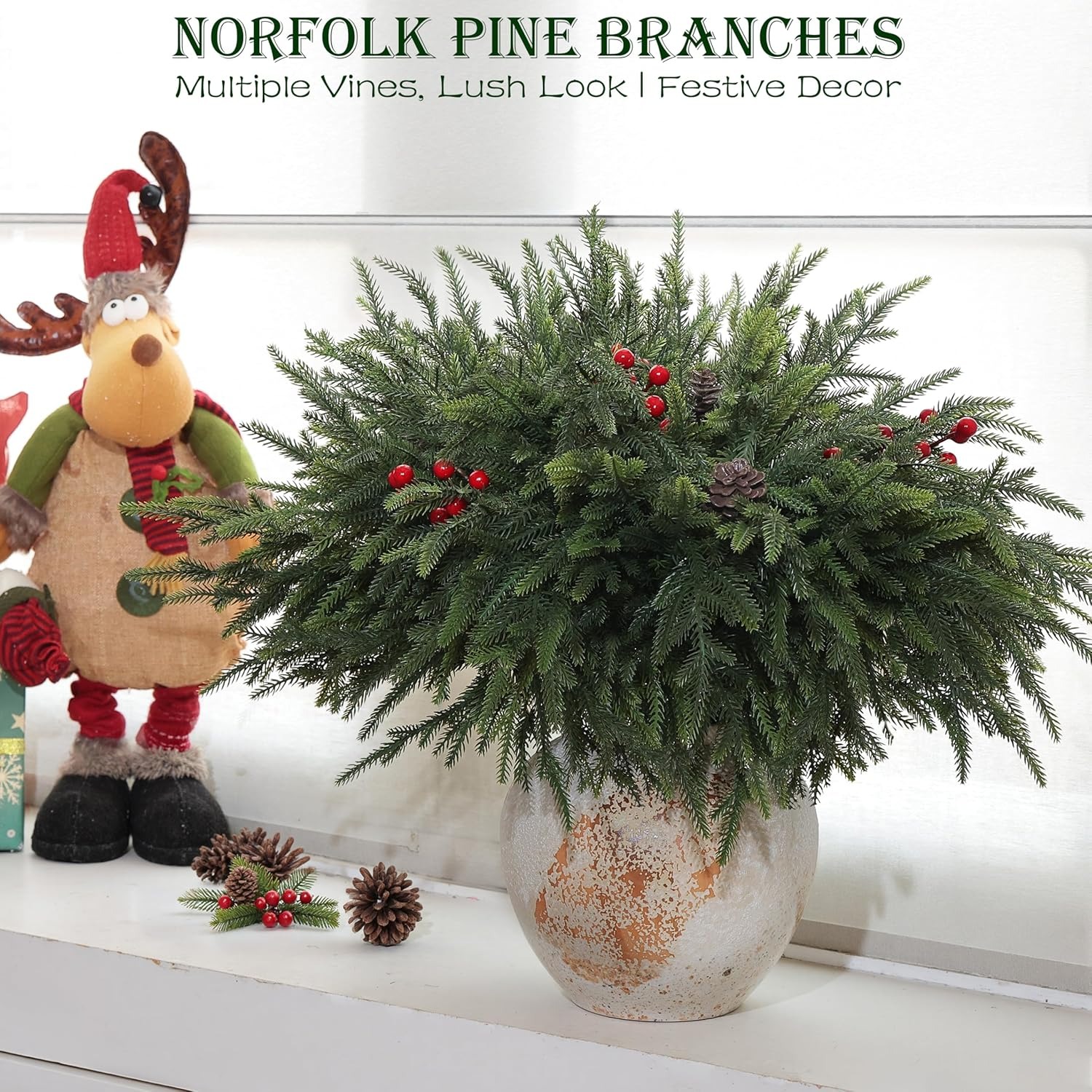 🎄Early Christmas Sale🎄Christmas Norfolk Pine Branches with Lights Set