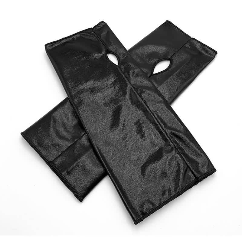 Crotchless Zipper PU Jumpsuit Lingerie Set