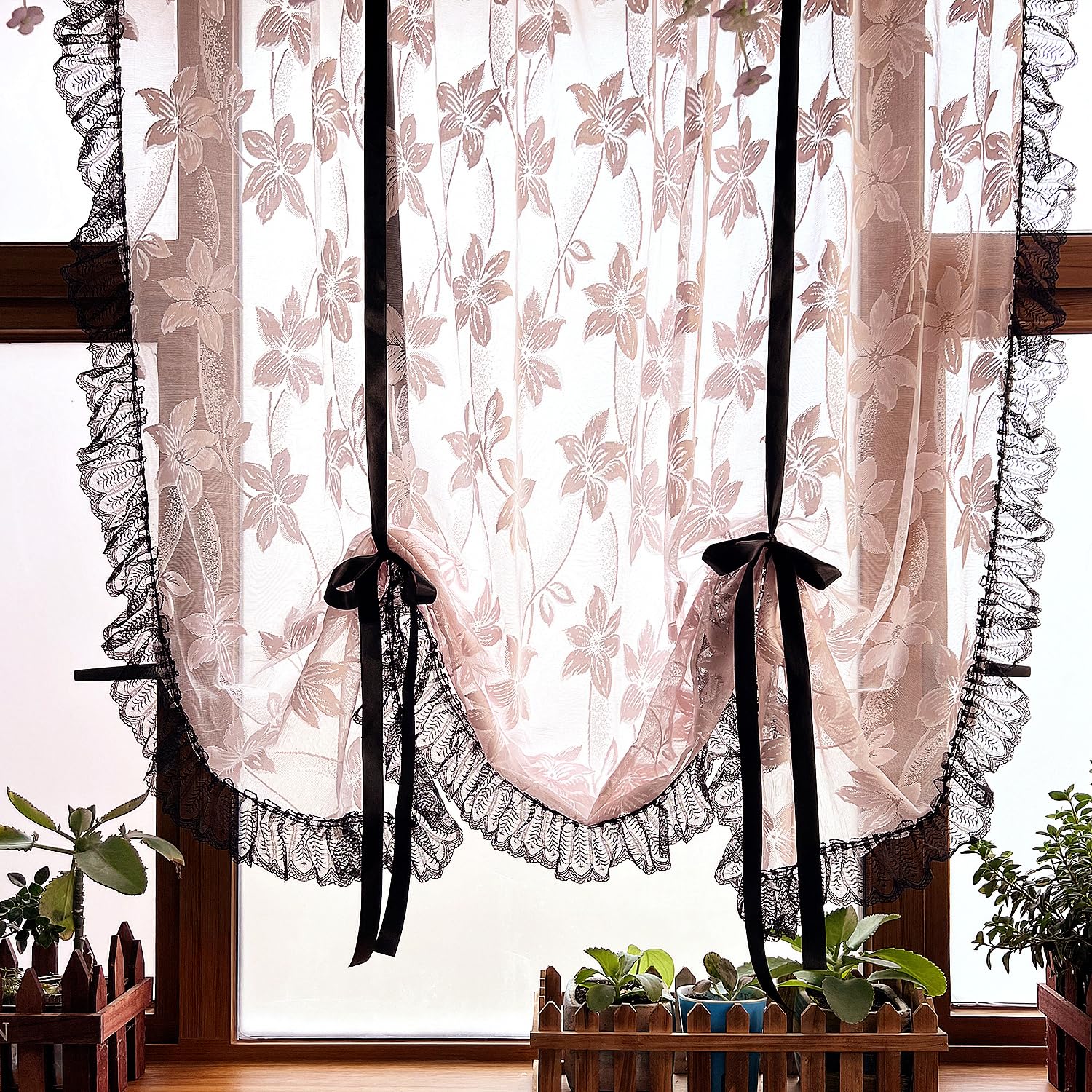 Elegant Floral Lace Balloon Curtains