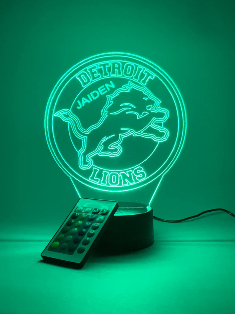 DETROIT LIONS 3D LAMP PERSONALIZED