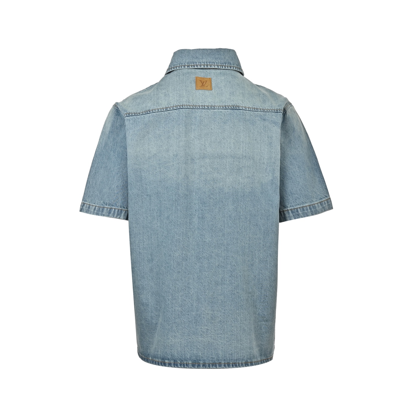 Louis Vuitton 25ss pocket embroidered denim short sleeve shirt
