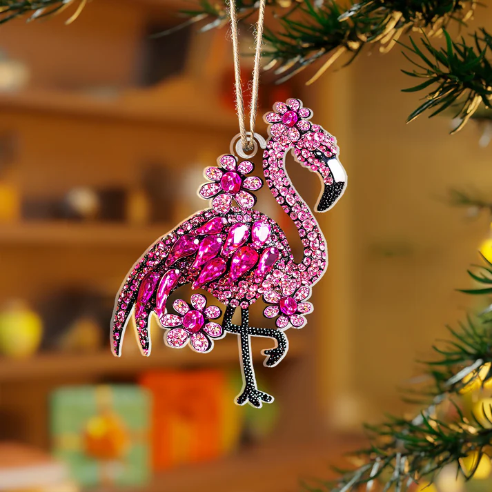 Shineful  Acrylic Ornament Twinkling Floral Flamingo