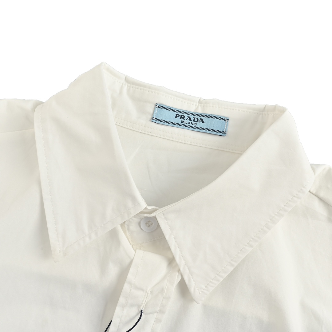 Prada 24Fw back patch lettering long-sleeved shirt