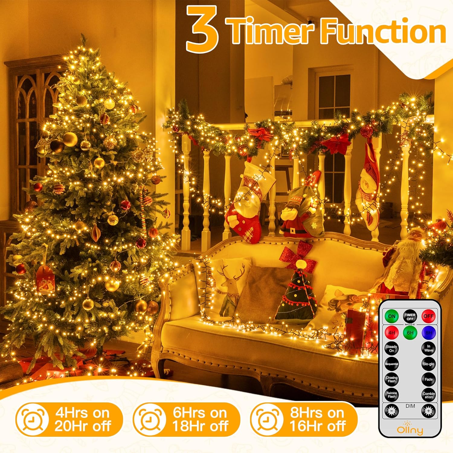 🎄CHRISTMAS ON SALE🔥Warm White Cluster Lights Christmas 1000LED 49FT Waterproof String Lights