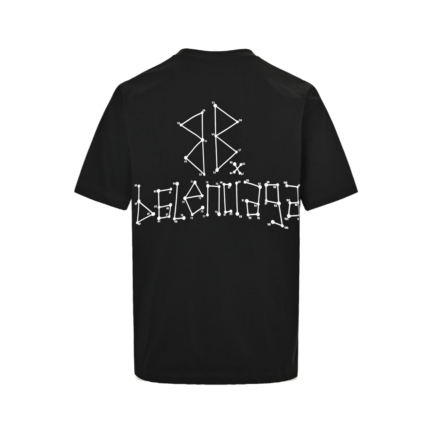 Balenciaga 25ss geometric logo double B digital flocking printing short sleeves