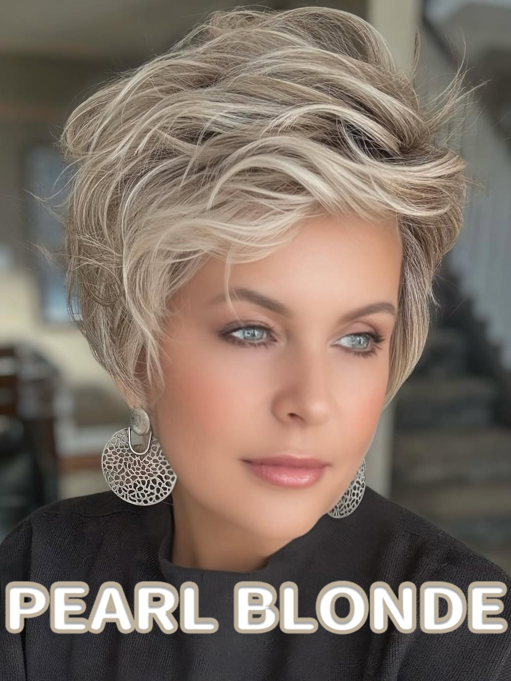 Textured Short Wig With Wind-Swept Layers
