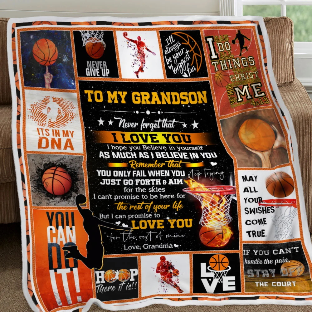 To My Grandson, Basketball, Love Grandma Sofa Throw Blanket