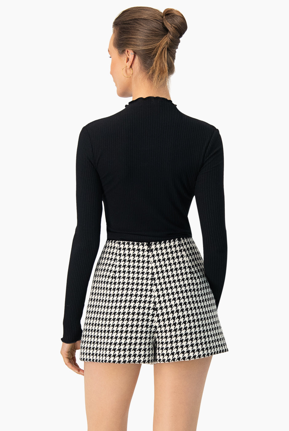 Blusa corta acanalada negro