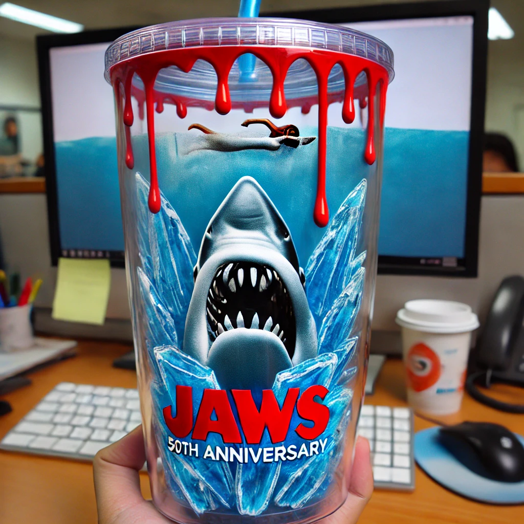 JAWS 50th Anniversary Blood Drip Tumbler (with Lid and Straw)