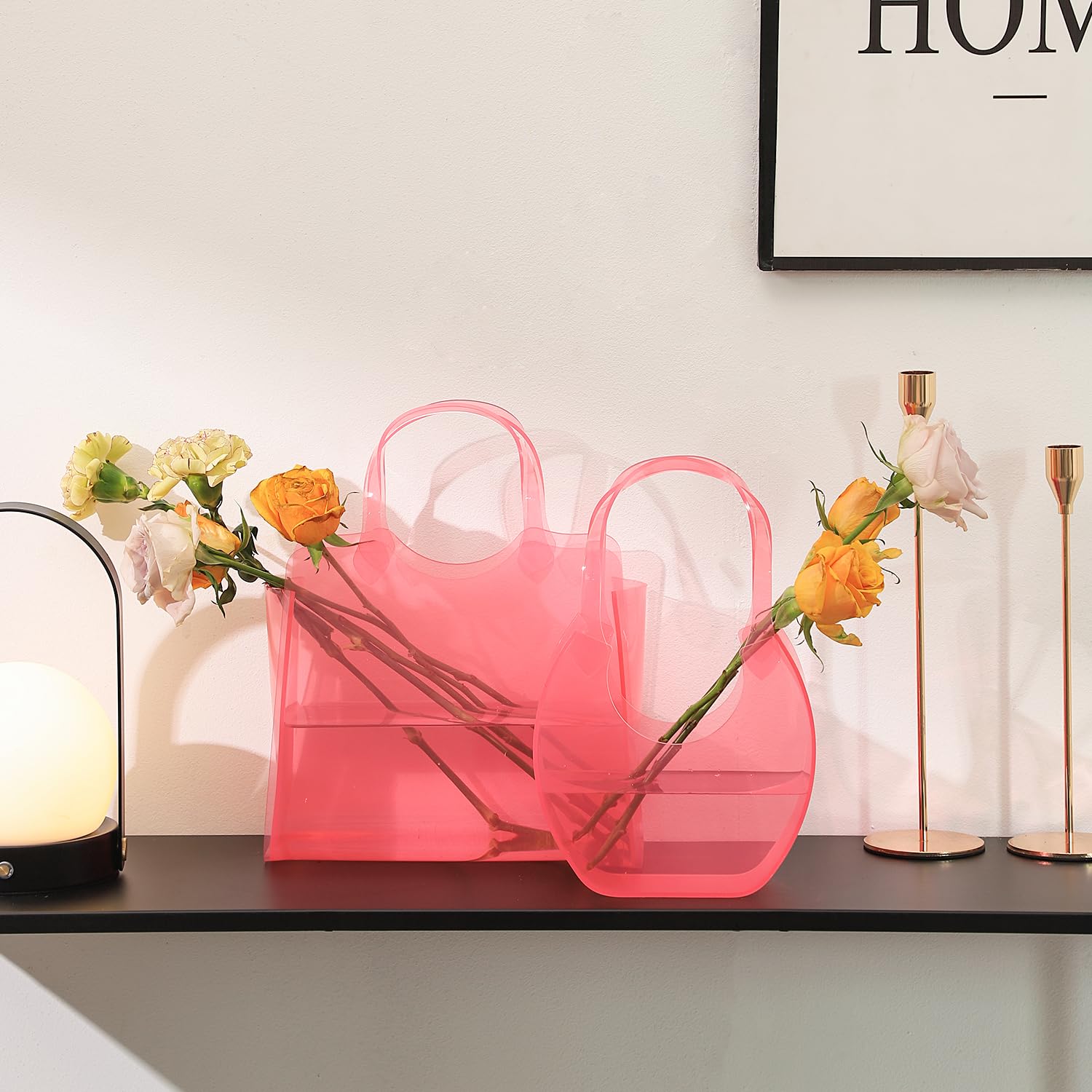 Bag Vase for Flowers, Pink Acrylic Vase, Modern Flower Vase