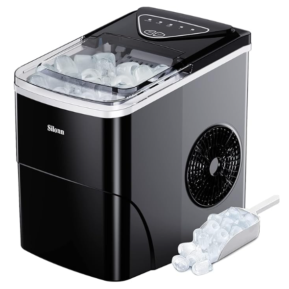 Silonn Ice Maker Countertop 9 Cubes Ready in 6 Mins 26lbs in 24Hrs