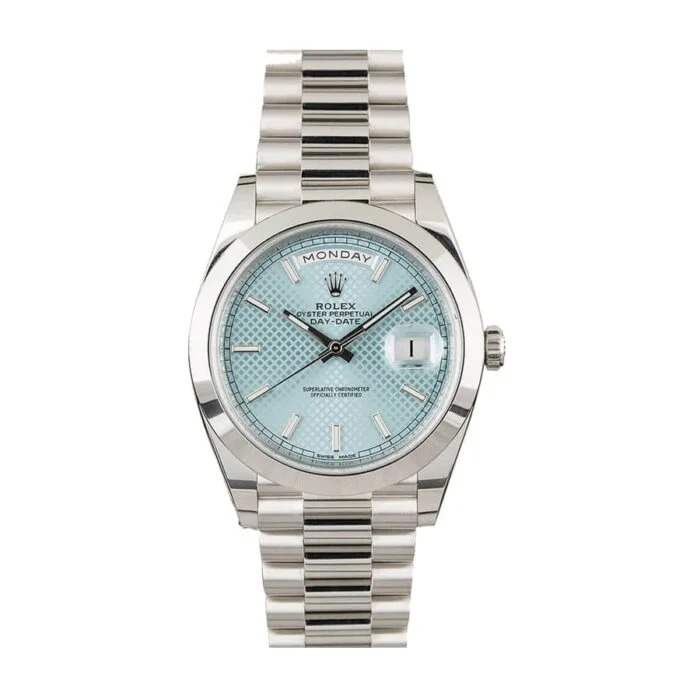 Rolex Day-Date 228206 “Ice Blue Baguette” Premium Duplicate