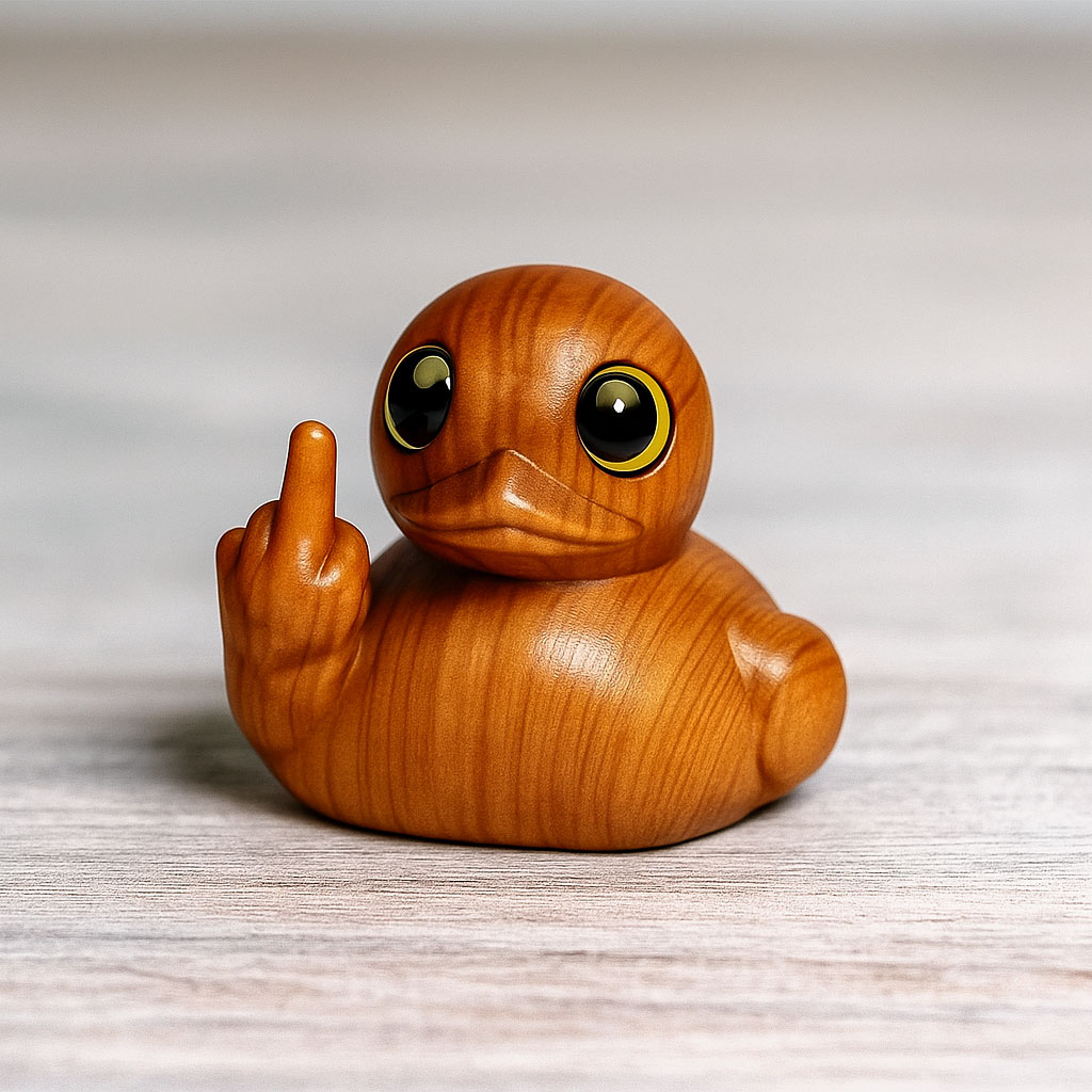 Hand Carved Wooden Middle finger Duck