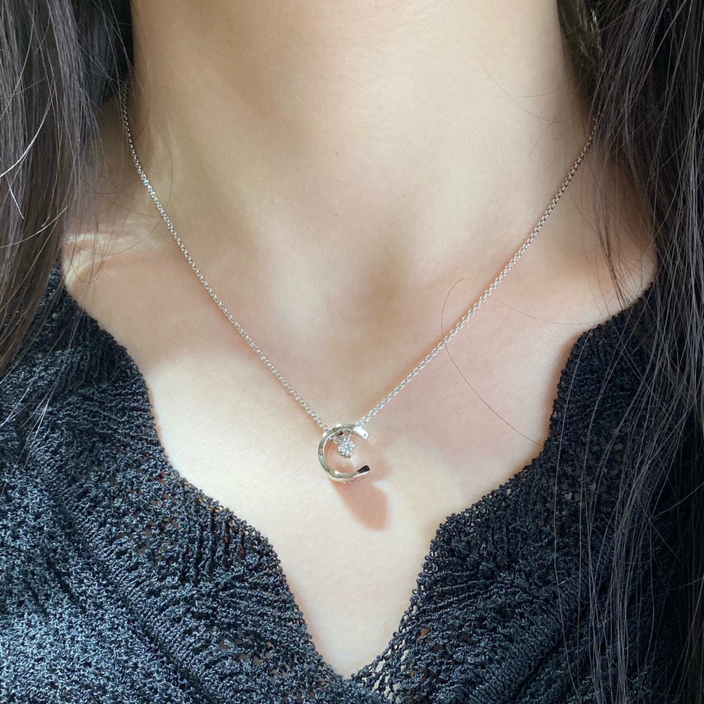 Chanel CNC Carved Diamond Water Moon Necklace