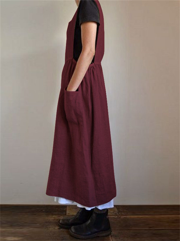 Blend Apron Dress With Pockets