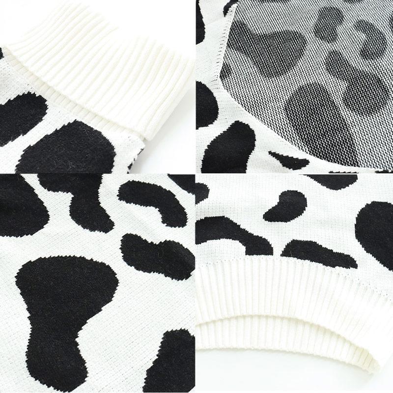 Sexy Cow Print Backless Turtle Neck Sweater