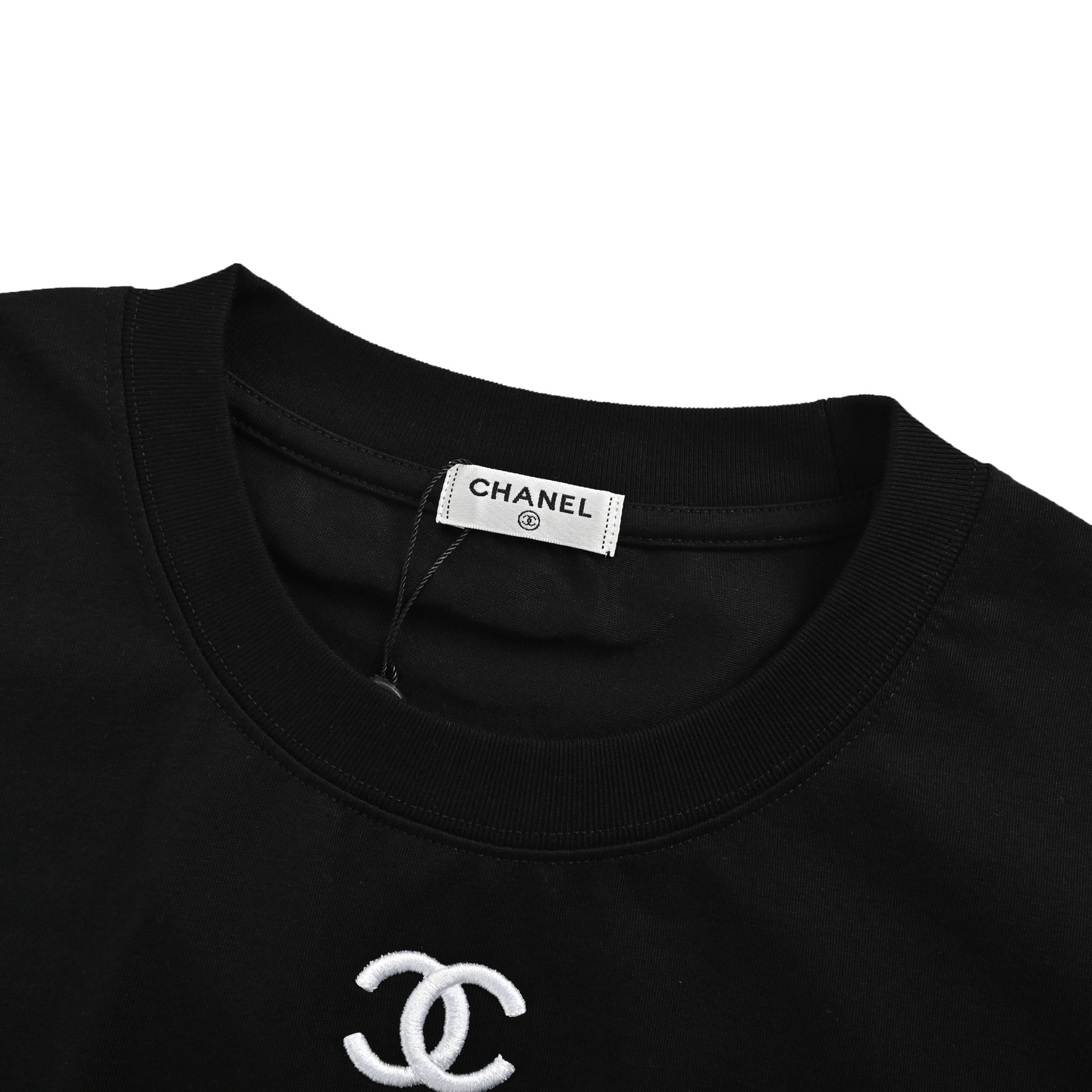 Chanel Neckline Embroidered Hem Letter Printed Short Sleeves