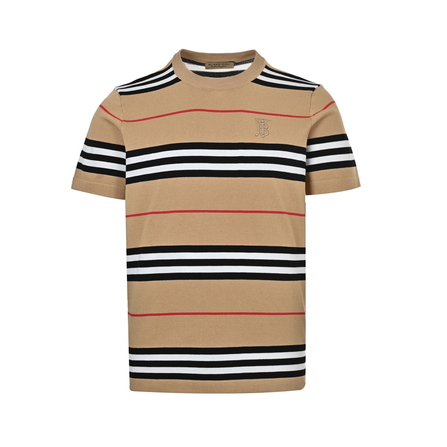 Burberry Embroidered Logo Striped Knit Short Sleeve