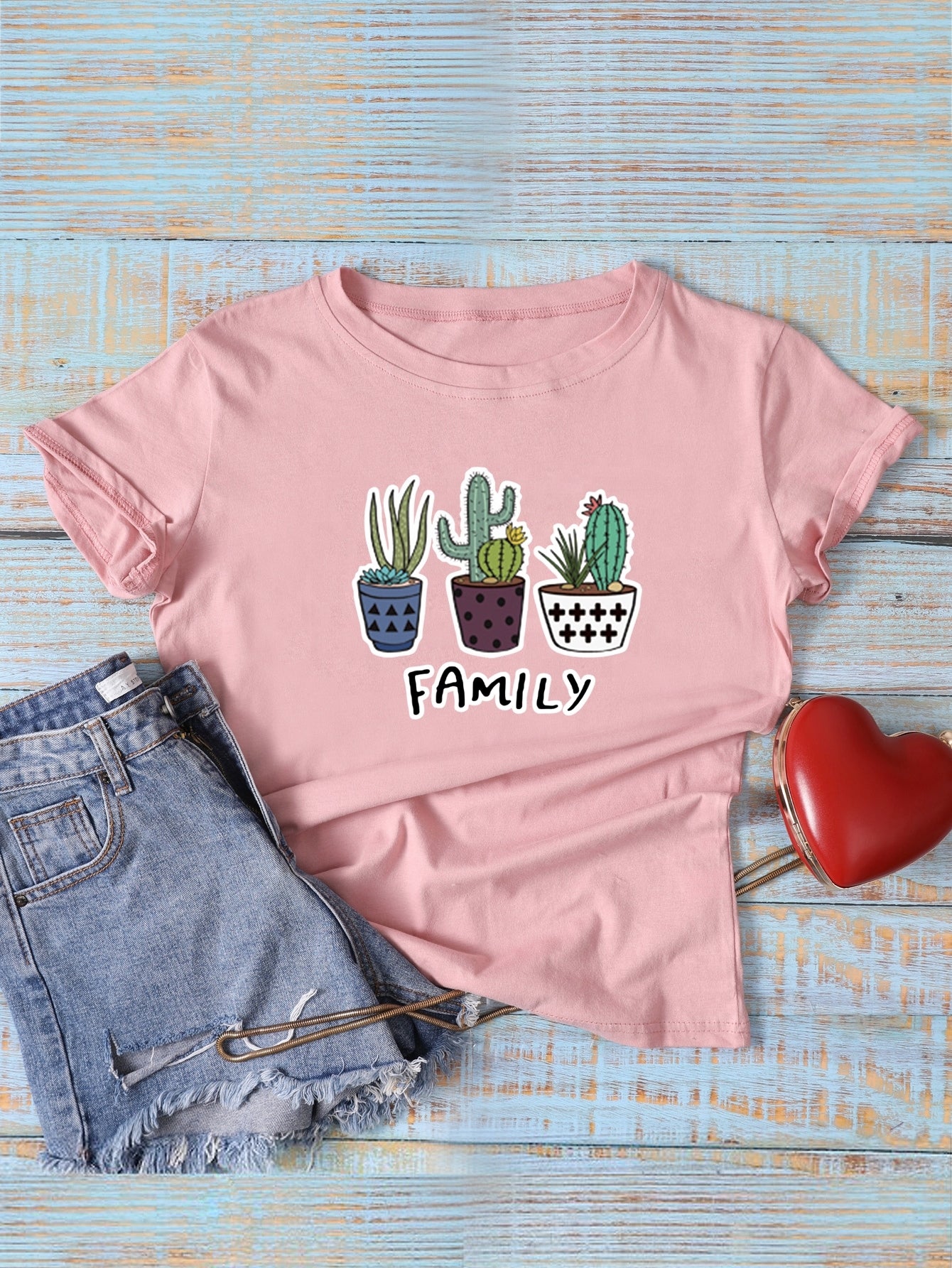 Letter & Cactus Print Tee