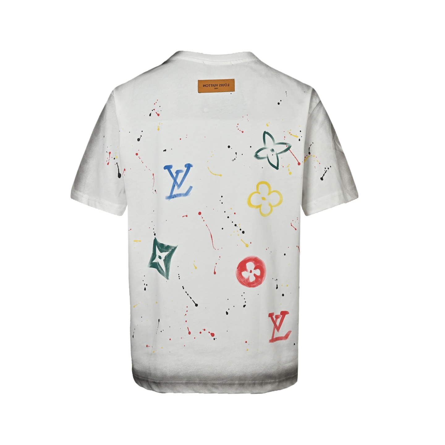 Louis Vuitton washed damaged hand-painted round neck short sleeves