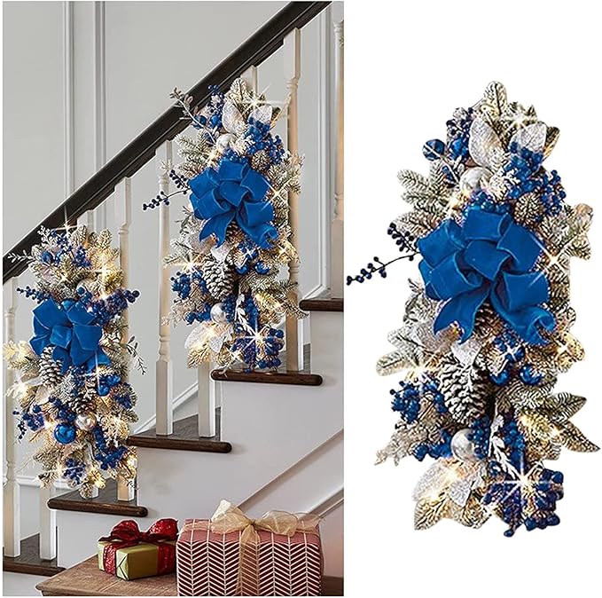 🌲Christmas Cordless Stairway Swag Teardrop Trim Wreath🎁