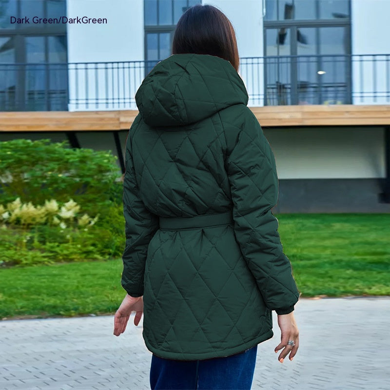Slim-Fit Baseball Cotton-Padded Jacket with a Plaid Pattern